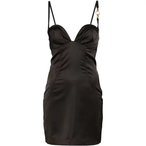 Schwarzes Kurzes Kleid aus Raso Stretch - Just Cavalli - Modalova