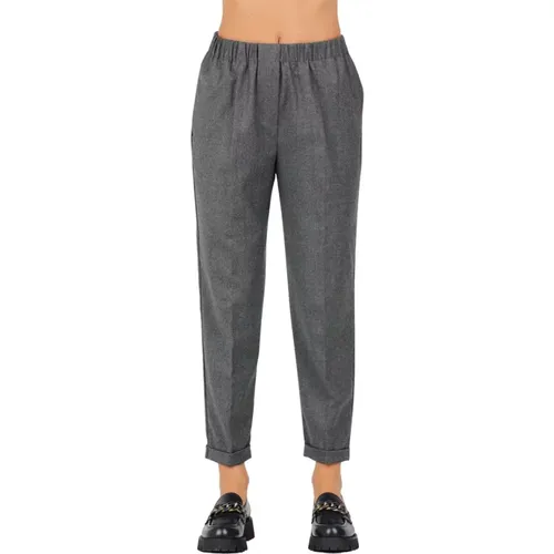 Flannel Elastic Waist Pants , female, Sizes: S, M, XL - Rosso35 - Modalova