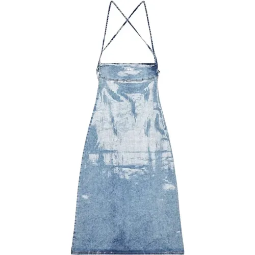 Blaues Rückenfreies Kleid mit Pailletten Effekt - Diesel - Modalova