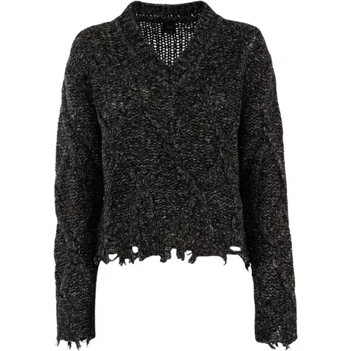 Damen Wollpullover Grau Outlet Preis , Damen, Größe: S - pinko - Modalova