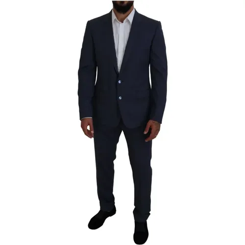 Blauer Woll-MARTINI 3-teiliger Slim Fit Anzug - Dolce & Gabbana - Modalova
