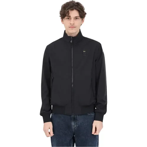 Schwarze Jacke mit Logo Patch , Herren, Größe: 3XL - Blauer - Modalova