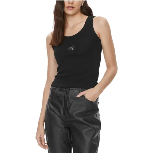 Rib Tank Top Regenerative Cotton Blend , female, Sizes: M, XS, XL - Calvin Klein Jeans - Modalova