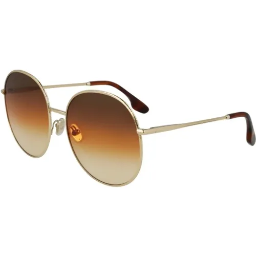 Goldene Metallsonnenbrille für Frauen - Victoria Beckham - Modalova