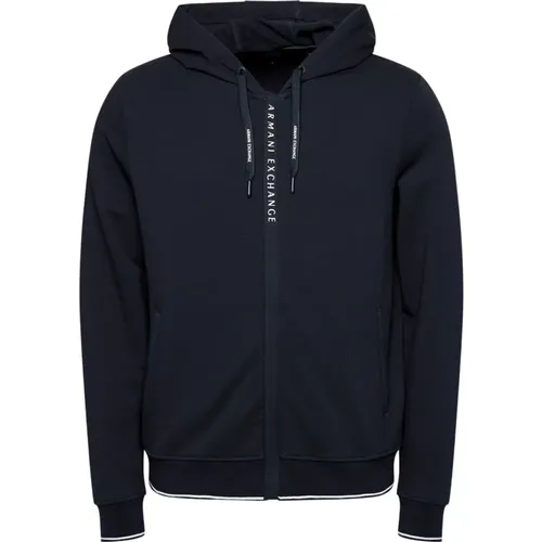 Reißverschluss durch Hoodie mit Logo , Herren, Größe: S - Armani Exchange - Modalova