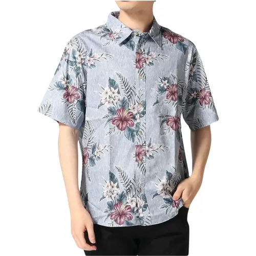 Floral Short Sleeve Men's Shirt , male, Sizes: M, L, XL - Replay - Modalova