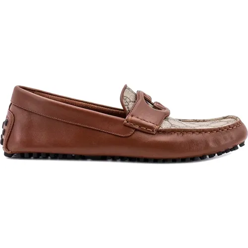 Leather Loafers with GG Logo , male, Sizes: 8 UK - Gucci - Modalova