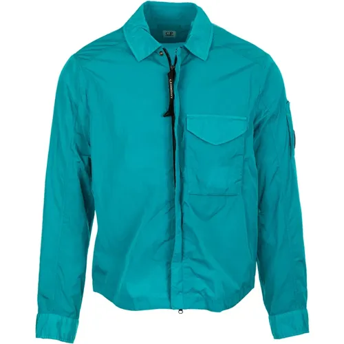 Turquoise Overshirt - Stylish and Comfortable Lightweight Jacket , male, Sizes: L, XL, M, S - C.P. Company - Modalova
