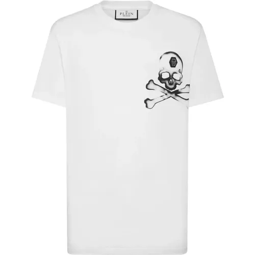 Gothic Skull Print Cotton T-shirt , male, Sizes: XL, L - Philipp Plein - Modalova