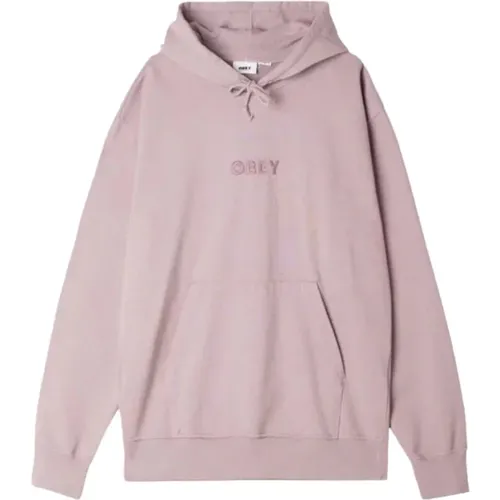 Hoodie with Embroidered Logo , male, Sizes: M, L - Obey - Modalova