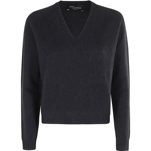 V-neck Sweater in Wool Blend , female, Sizes: M, S, XS - Roberto Collina - Modalova