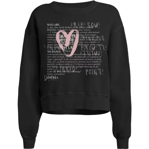 Grafik-Sweatshirt Bequem Schwarz Rundhals - DEHA - Modalova