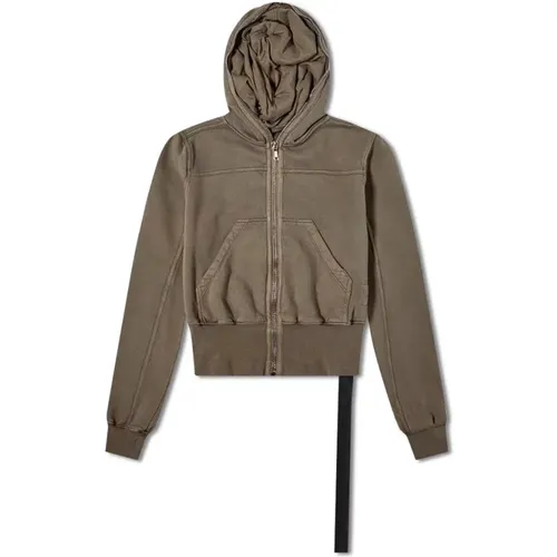 Grüner Cropped Hoodie mit Reißverschluss , Herren, Größe: M - Rick Owens - Modalova