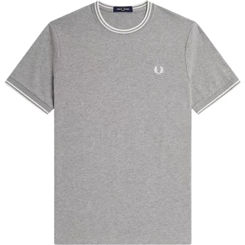 Ribbed Striped Round Neck T-Shirt , male, Sizes: S, 2XL - Fred Perry - Modalova