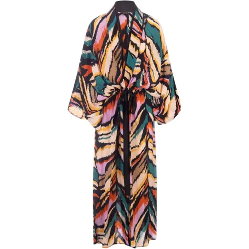 Tiger Print Kimono Style Flared Dress , female, Sizes: S, XS, M - Anjuna - Modalova