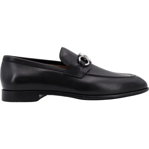 Schwarze Loafer Schuhe mit Gancini-Detail , Herren, Größe: 40 EU - Salvatore Ferragamo - Modalova