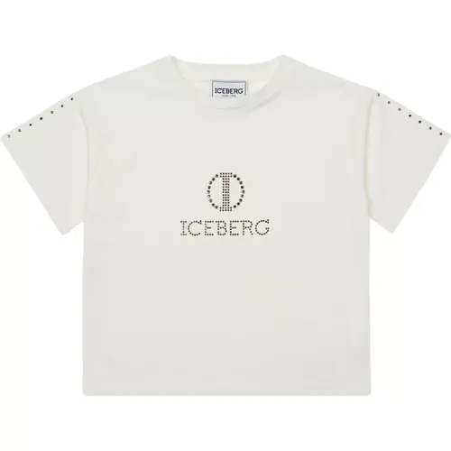 Kids - crop T-shirt with studs and logo - Iceberg - Modalova