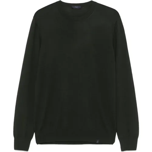 Dark Wool Knit Sweater , male, Sizes: 3XL, M, 4XL, 2XL, XL - Fay - Modalova