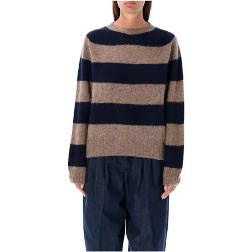 Navy Stripe Crew Knitwear Aw24 , female, Sizes: M - YMC You Must Create - Modalova