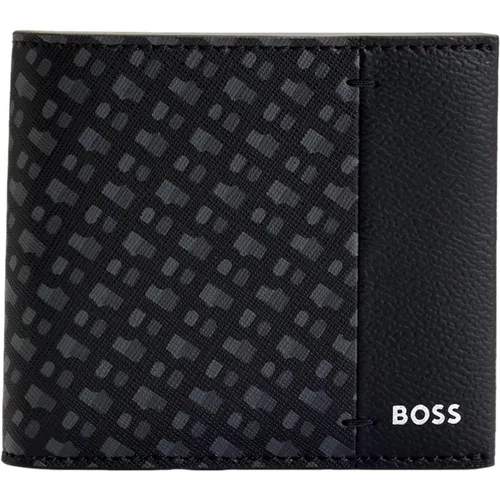 Monogram Panel Wallet with Logo Details , male, Sizes: ONE SIZE - Hugo Boss - Modalova