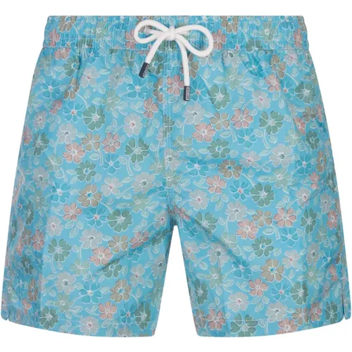 Blau Blumige Badehose , Herren, Größe: XL - Fedeli - Modalova