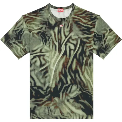 T-Shirt mit Zebra-Camouflage-Print , Herren, Größe: XS - Diesel - Modalova