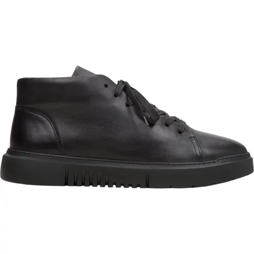 Herren Schwarze Leder High-Top Sneakers mit Isolierung Er00113684 , Herren, Größe: 43 EU - Estro - Modalova