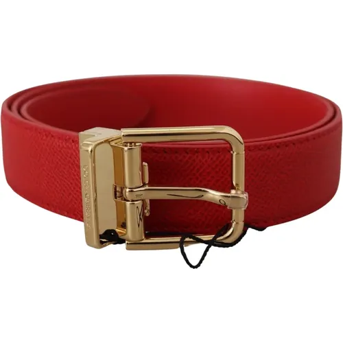 Solid Leather Gold Metal Buckle Belt , female, Sizes: 85 CM - Dolce & Gabbana - Modalova