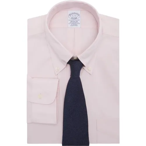 Pastellrosa Regular Fit Non-Iron Pinpoint Hemd mit Button-Down-Kragen , Herren, Größe: 4XL - Brooks Brothers - Modalova