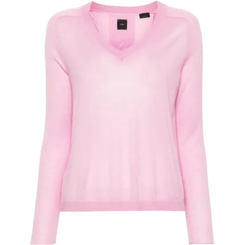 Cashmere V-Neck Sweater , female, Sizes: M, L - pinko - Modalova