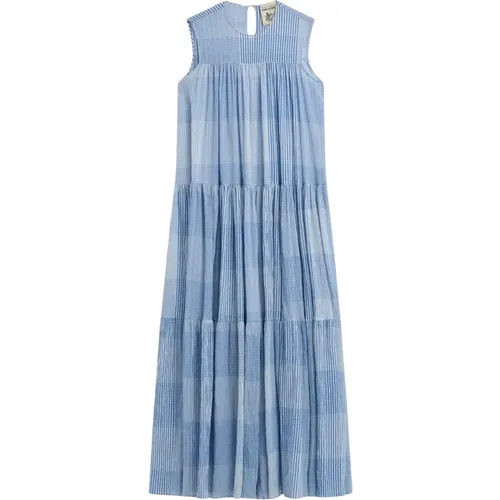 Cotton Sleeveless Maxi Dress with Ruffles , female, Sizes: 2XS, S - Semicouture - Modalova