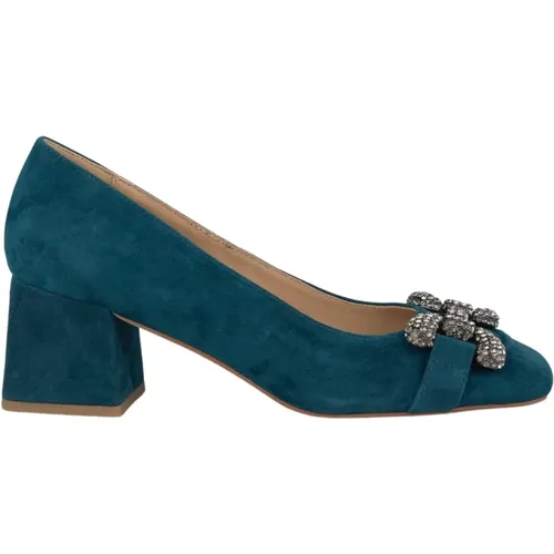 Leather pumps with embellished square toe , female, Sizes: 3 UK, 4 UK, 5 UK - Alma en Pena - Modalova