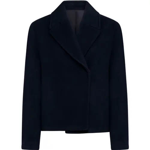 Navy Wool Blend Peacoat - TotêMe - Modalova