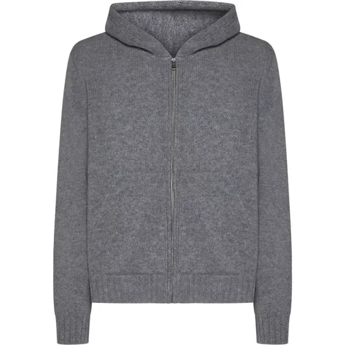 Curved Logo Zip Knit Hoody , male, Sizes: L, S, M - Palm Angels - Modalova