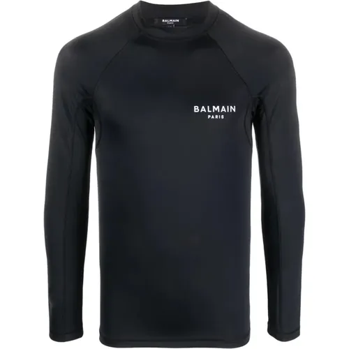 Raglan long sleeves t-shirt , male, Sizes: S, L, M, 3XL, XL - Balmain - Modalova