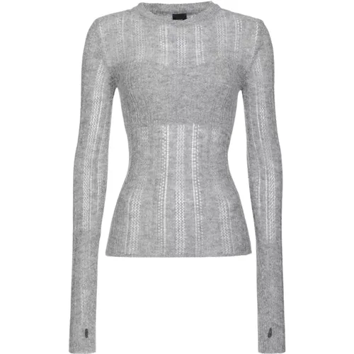 Lace-Stitched Alpaca Sweater , female, Sizes: XS - pinko - Modalova