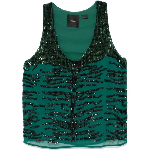 Zebra Pattern Sequin Top , female, Sizes: S, XS, 2XS - pinko - Modalova