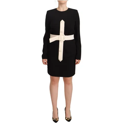 Wool Long Sleeves Belted Mini Sheath Dress , female, Sizes: S - Givenchy - Modalova