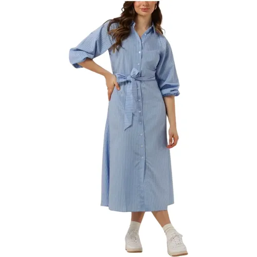 Blau Weiß Gestreiftes Midi-Kleid , Damen, Größe: L - Catwalk Junkie - Modalova