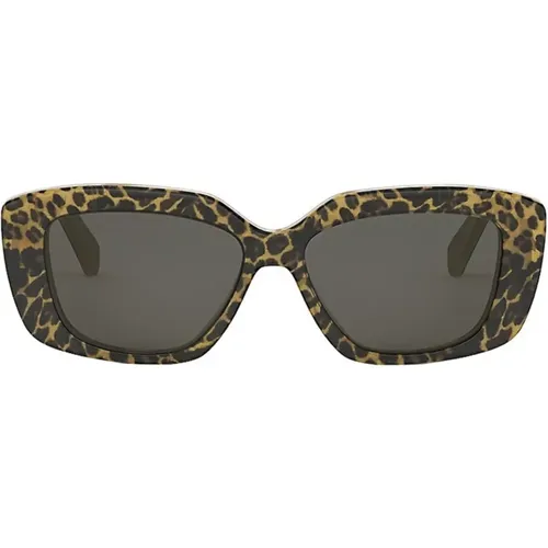 Animal Print Cateye Sunglasses Grey Lenses , female, Sizes: 55 MM - Celine - Modalova