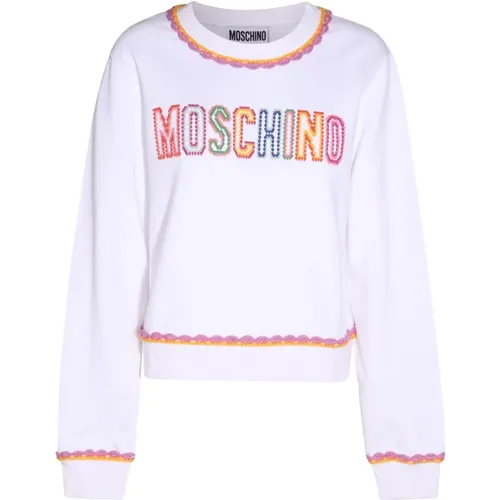 Orange Sweatshirt with Embroidered Logo , female, Sizes: XS, M, S, 2XS - Moschino - Modalova