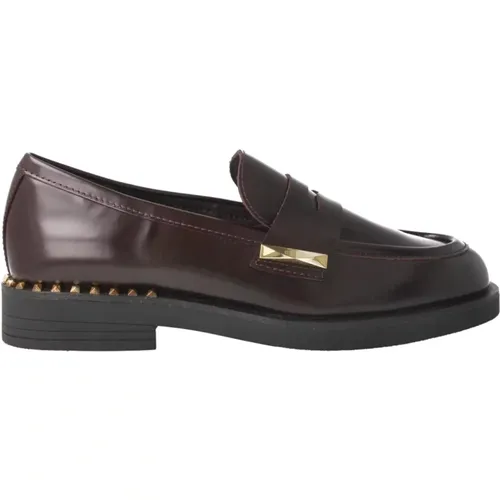 Burgundy Leather Loafer with Studs , female, Sizes: 5 UK, 3 UK, 7 UK, 6 UK, 4 UK - Ash - Modalova