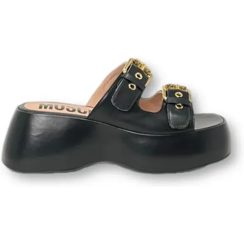 Flache Schuhe Sandalen , Damen, Größe: 36 EU - Moschino - Modalova