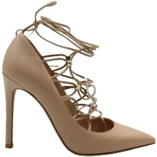 Very Good Blush Leather Rockstud Gladiator Pumps , female, Sizes: 3 1/2 UK - Valentino Vintage - Modalova