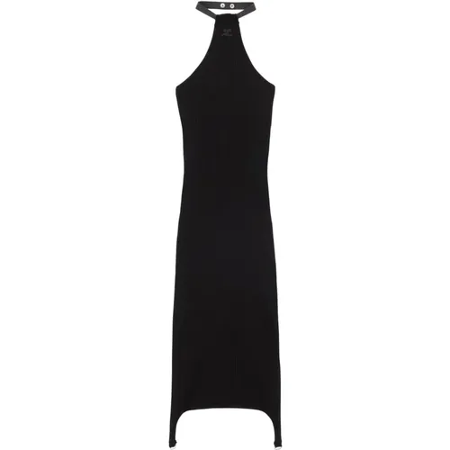 Geripptes Strick Suspenders-Detail Midi Kleid - Courrèges - Modalova