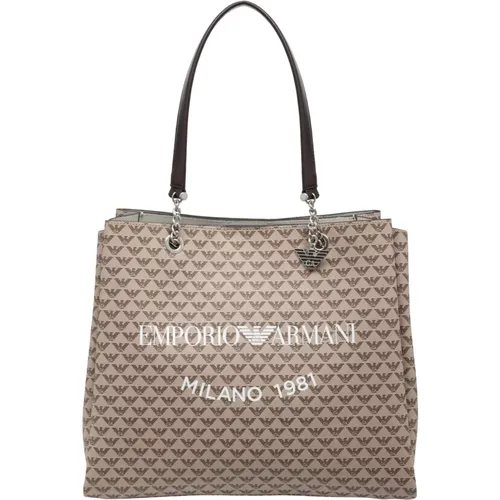 Tote Bag mit Logo-Muster , Damen, Größe: ONE Size - Emporio Armani - Modalova