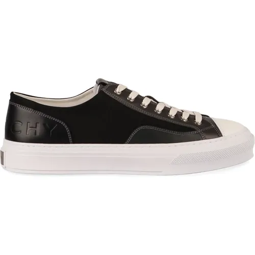 Canvas Leder Sneakers Runde Zehenkappe , Herren, Größe: 42 EU - Givenchy - Modalova