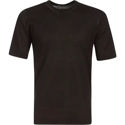 Schwarzes Rundhals Baumwoll T-Shirt , Herren, Größe: L - Hindustrie - Modalova