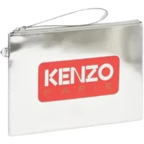 Metallische Lederclutch mit Ikonischem Logo , unisex, Größe: ONE Size - Kenzo - Modalova