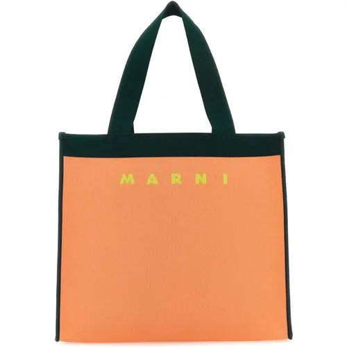 Stilvolle zweifarbige Jacquard-Einkaufstasche - Marni - Modalova